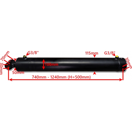 MOCNY SIŁOWNIK HYDRAULICZNY SMT1G 100x50 SKOK 500 2-STR
